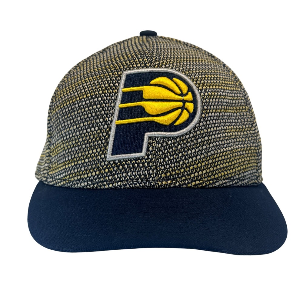 New Era 9FIFTY Indiana Pacers‎ Snapback Hat Navy Gold Textured Knit NBA Cap